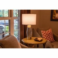 26.25" Glass and Metal Cadance Convex Table Lamp (Includes LED Light Bulb) Antique Brass - Decor Therapy -Desk Lamps sales shop unnamed file 3102