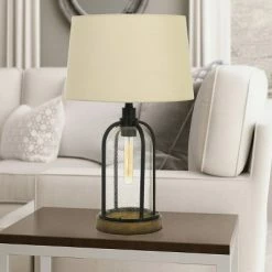 27" Clear Wood Ciney Table Lamp (Includes Light Bulb) Black - Cal Lighting