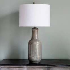 27" Patterned Ceramic Table Lamp Gray Glaze - Decor Therapy -Desk Lamps sales shop unnamed file 3142