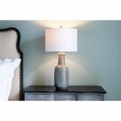 27" Patterned Ceramic Table Lamp Gray Glaze - Decor Therapy -Desk Lamps sales shop unnamed file 3145