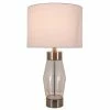 26" Glass and Metal Cadance Convex Clear Table Lamp (Includes LED Light Bulb) Brushed Steel - Decor Therapy