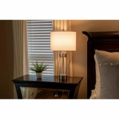 26" Glass and Metal Cadance Convex Clear Table Lamp (Includes LED Light Bulb) Brushed Steel - Decor Therapy -Desk Lamps sales shop unnamed file 3155