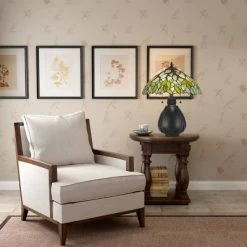 19.25" Tiffany Resin Mission Design Table Lamp with Hand Cut Glass Shade Dark Bronze - Cal Lighting