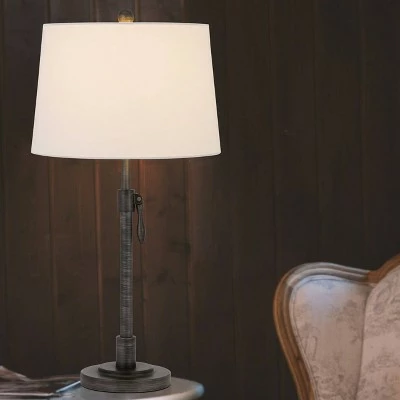30" Riverwood Adjustable Metal Table Lamp with Hardback Shade Antique Silver - Cal Lighting 2 30" Riverwood Adjustable Metal Table Lamp with Hardback Shade Antique Silver - Cal Lighting - Image 2