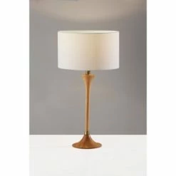Rebecca Table Lamp Natural Rubberwood with Antique Brass Accent - Adesso -Desk Lamps sales shop unnamed file 3207