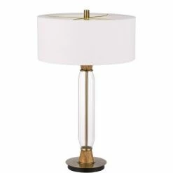 30" Wood/Glass Contemporary Table Lamp Clear/Light Oak - Cal Lighting