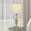 28" 3-way Metal Pori Table Lamps with Taper Drum Hardback Shade Antique Brass - Cal Lighting