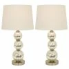 Set of 2 Tri - Tiered Glass Table Lamps (Includes LED Light Bulb) Silver - Decor Therapy