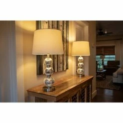 Set of 2 Tri - Tiered Glass Table Lamps (Includes LED Light Bulb) Silver - Decor Therapy -Desk Lamps sales shop unnamed file 325