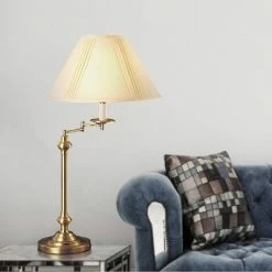 29.5" 3-way Metal Swing Arm Table Lamp Antique Brass - Cal Lighting