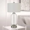34" Sycamore Glass Table Lamp with Drum Shade Brushed Steel - Cal Lighting