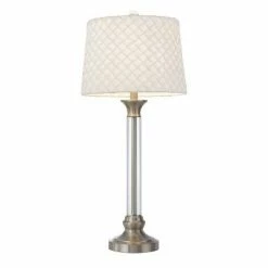 32" Metal/Crystal Contemporary Table Lamp Brushed Steel - Cal Lighting