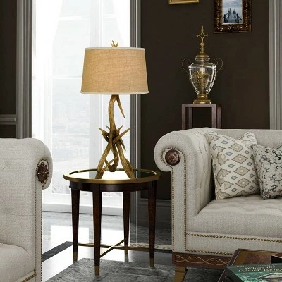 33.25" Drummond Antler Resin Table Lamp with Leatherette Shade - Cal Lighting 1 33.25" Drummond Antler Resin Table Lamp with Leatherette Shade - Cal Lighting