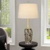30" Paxton Ceramic Table Lamp with Taper Drum Hardback Fabric Shade Pearl - Cal Lighting