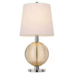 28" Metal/Glass Contemporary Table Lamp Brushed Steel/Amber - Cal Lighting -Desk Lamps sales shop unnamed file 3316