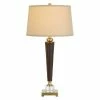 31.5" Sebree Resin/Leatherette Table Lamp with Crystal Font and Metal Base Antique Brass - Cal Lighting