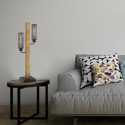 32" Wood/Metal Contemporary Table Lamp Light Oak - Cal Lighting 3 32" Wood/Metal Contemporary Table Lamp Light Oak - Cal Lighting - Image 3