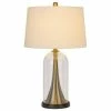 28.5" Camargo Glass and Metal Table Lamp and Drum Shade Antique Brass - Cal Lighting