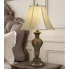 26" Cavan Aluminum Casted Table Lamp with Softback Faux Silk Shade Antique Brass - Cal Lighting