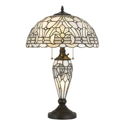 24.5" Tiffany Table Lamp with Hand Cut Stained Glass Shade (Includes LED Light Bulb) Black - Cal Lighting 2 24.5" Tiffany Table Lamp with Hand Cut Stained Glass Shade (Includes LED Light Bulb) Black - Cal Lighting - Image 2