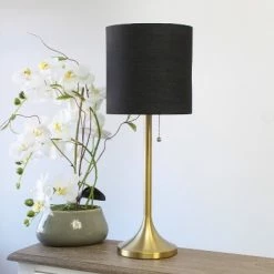 Tapered Desk Lamp with Fabric Drum Shade Black - Simple Designs -Desk Lamps sales shop unnamed file 336