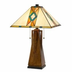 25" Resin Contemporary Mission Table Lamp with Tiffany Glass Shade - Cal Lighting