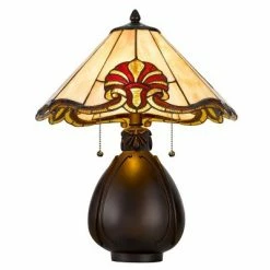 19.5" Resin Transitional Table Lamp with Tiffany Glass Shade - Cal Lighting -Desk Lamps sales shop unnamed file 3377