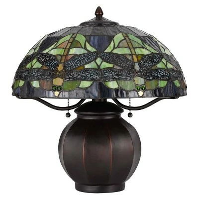 18.25" Metal Contemporary Mission Table Lamp with Tiffany Glass Shade - Cal Lighting 2 18.25" Metal Contemporary Mission Table Lamp with Tiffany Glass Shade - Cal Lighting - Image 2