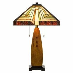 27" Resin Contemporary Mission Table Lamp with Tiffany Glass Shade - Cal Lighting