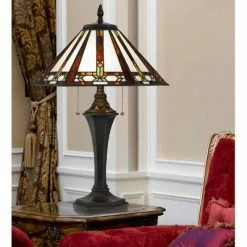 25" Tiffany Resin Table Lamp with Hand Cut Glass Shade - Cal Lighting