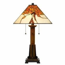 23" Resin Contemporary Mission Table Lamp with Tiffany Glass Shade - Cal Lighting -Desk Lamps sales shop unnamed file 3479