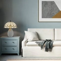 20.125" Cement Transitional Table Lamp with Tiffany Glass Shade - Cal Lighting