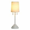 Table Lamp with Fabric Shade and Hanging Acrylic Beads White - Simple Designs