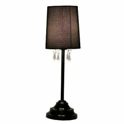 Table Lamp with Fabric Shade and Hanging Acrylic Beads Black - Simple Designs