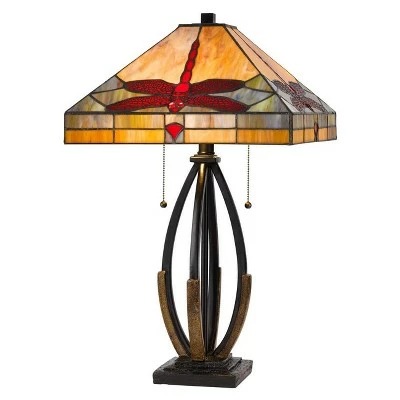 23.75" Metal/Resin Contemporary Mission Table Lamp with Tiffany Glass Shade - Cal Lighting 1 23.75" Metal/Resin Contemporary Mission Table Lamp with Tiffany Glass Shade - Cal Lighting