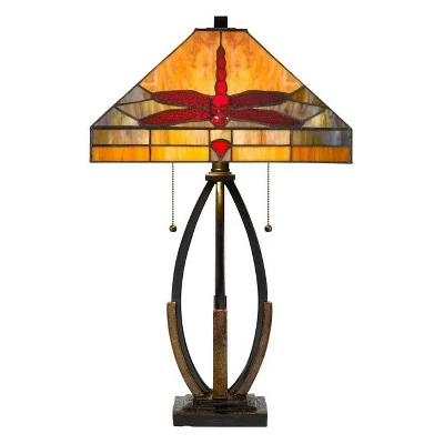 23.75" Metal/Resin Contemporary Mission Table Lamp with Tiffany Glass Shade - Cal Lighting 2 23.75" Metal/Resin Contemporary Mission Table Lamp with Tiffany Glass Shade - Cal Lighting - Image 2