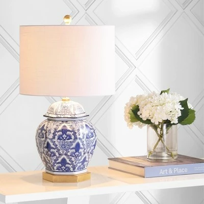 JONATHAN Y 25" Ceramic/Metal Gretchen Ginger Jar Table Lamp (Includes LED Light Bulb) Blue - JONATHAN Y 1 JONATHAN Y 25" Ceramic/Metal Gretchen Ginger Jar Table Lamp (Includes LED Light Bulb) Blue - JONATHAN Y