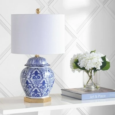 JONATHAN Y 25" Ceramic/Metal Gretchen Ginger Jar Table Lamp (Includes LED Light Bulb) Blue - JONATHAN Y 2 JONATHAN Y 25" Ceramic/Metal Gretchen Ginger Jar Table Lamp (Includes LED Light Bulb) Blue - JONATHAN Y - Image 2