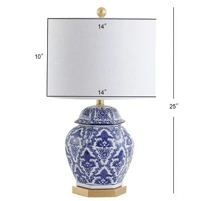 JONATHAN Y 25" Ceramic/Metal Gretchen Ginger Jar Table Lamp (Includes LED Light Bulb) Blue - JONATHAN Y 3 JONATHAN Y 25" Ceramic/Metal Gretchen Ginger Jar Table Lamp (Includes LED Light Bulb) Blue - JONATHAN Y - Image 3
