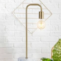 JONATHAN Y 20.5" Metal/Marble Minimalist Glam Pipe Table Lamp (Includes LED Light Bulb) Brass - Jonathan Y -Desk Lamps sales shop unnamed file 3606