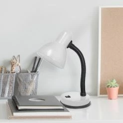 Basic Metal Desk Lamp with Flexible Hose Neck White - Simple Designs