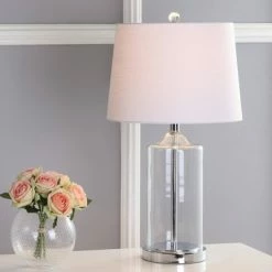 JONATHAN Y 25" Glass Walsh Table Lamp (Includes LED Light Bulb) Clear - JONATHAN Y