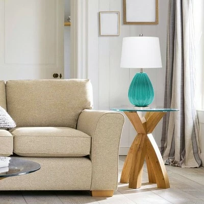 Pleated Table Lamp with Fabric Shade Teal - Lalia Home 4 Pleated Table Lamp with Fabric Shade Teal - Lalia Home - Image 4