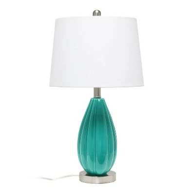 Pleated Table Lamp with Fabric Shade Teal - Lalia Home 6 Pleated Table Lamp with Fabric Shade Teal - Lalia Home - Image 6