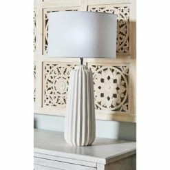 Olivia & May 24" x 13" Ceramic Tapered Cylindrical Table Lamp White - Olivia & May