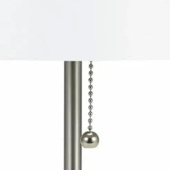 19" Metal Stick Table Lamp with Pull Chain Silver - Cresswell Lighting