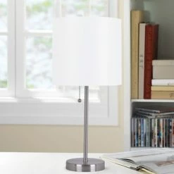 19" Metal Stick Table Lamp with Pull Chain Silver - Cresswell Lighting -Desk Lamps sales shop unnamed file 3663