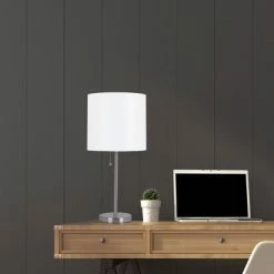 19" Metal Stick Table Lamp with Pull Chain Silver - Cresswell Lighting -Desk Lamps sales shop unnamed file 3666