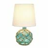 Buoy Rope Nautical Netted Coastal Sea Glass Table Lamp Aqua - Elegant Designs