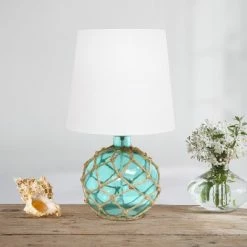 Buoy Rope Nautical Netted Coastal Sea Glass Table Lamp Aqua - Elegant Designs -Desk Lamps sales shop unnamed file 3678